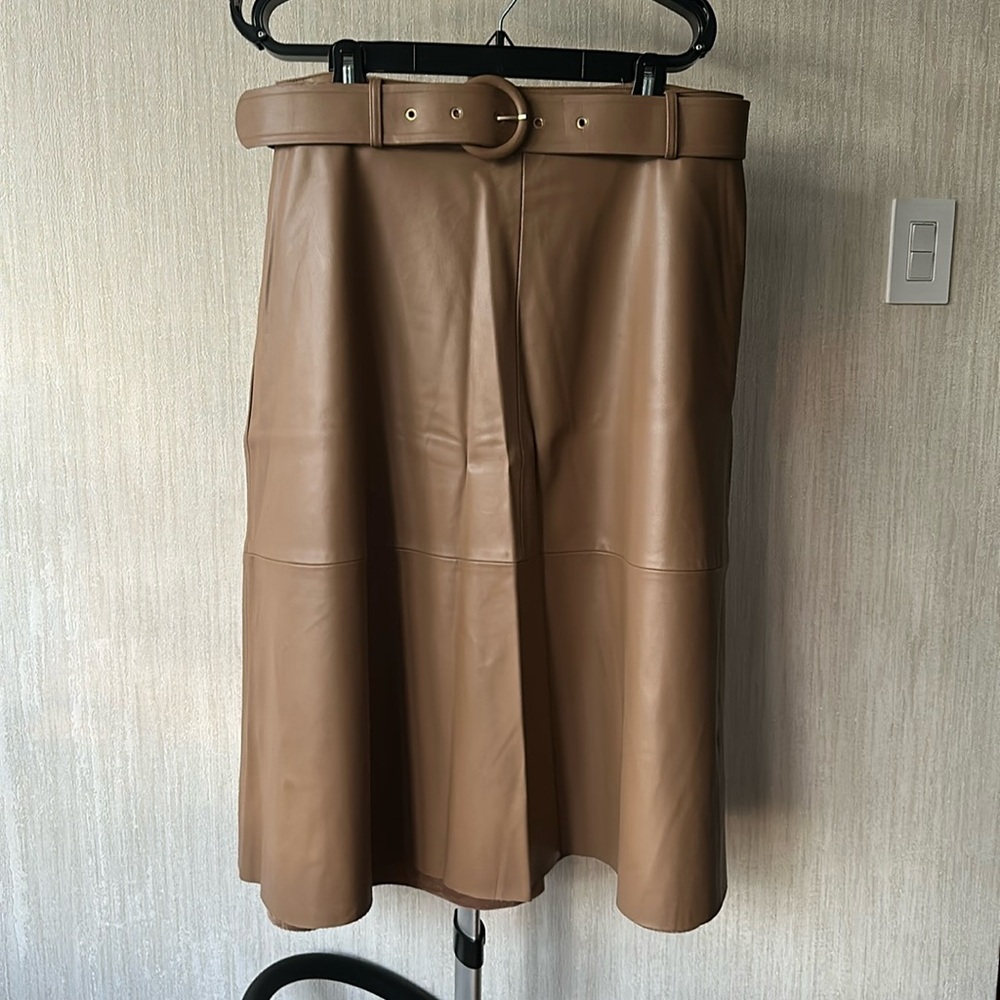 New Zara faux leather skirt with belt, size XL